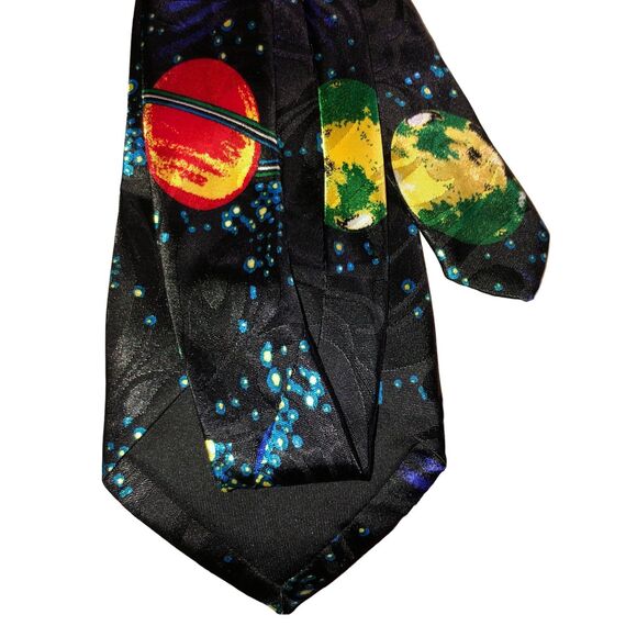 Steven Harris Hand Made Necktie; Astrological, Stars, Planets, Saturn, Silk,Tie - Picture 7 of 10